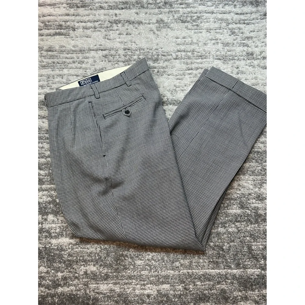 Vintage Polo Ralph Lauren Dress Pants Mens 35x30 Houndstooth Pleated Wool USA